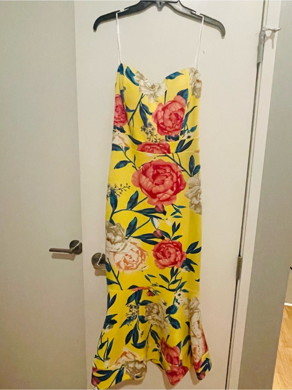 Floral Yellow Strapless Dress